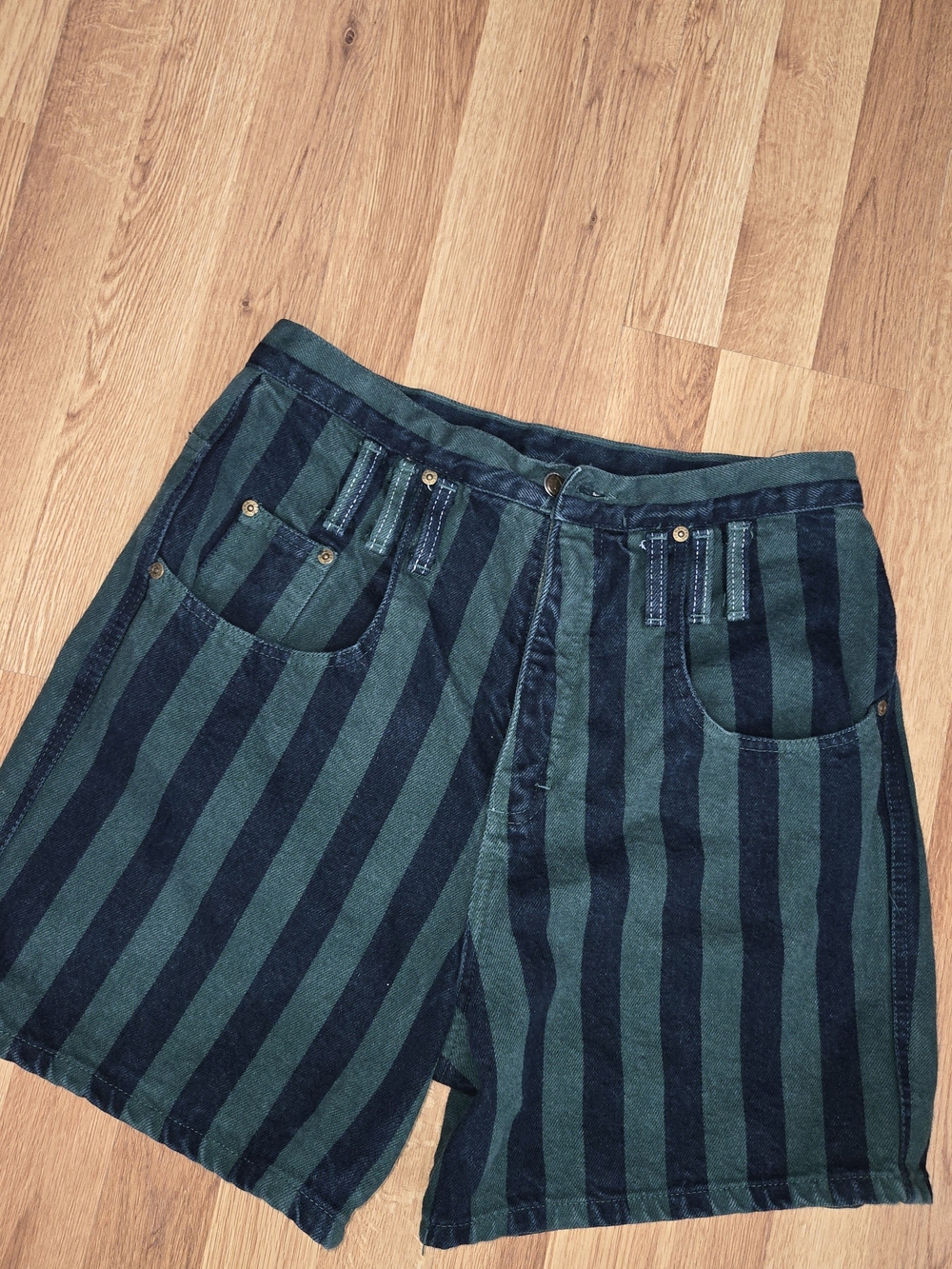 Vintage 1994 Zena Striped Denim Shorts High Waisted